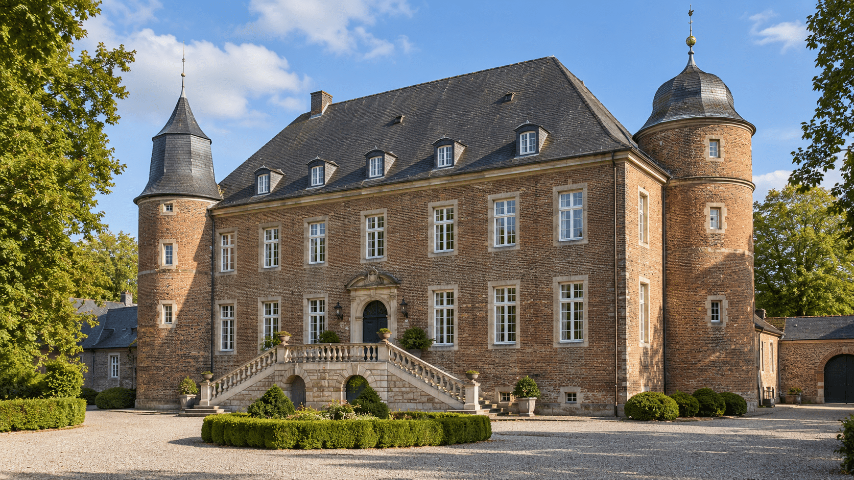 Schloss Nörvenich im Spätsommerlicht – Immobilienmakler Nörvenich, Birkenstock & Partner